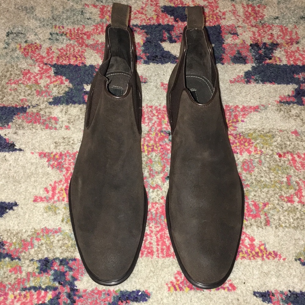 Dark Brown Real Leather/Suede Chelsea Boot